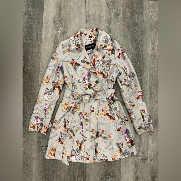 GUESS Floral Double-Breasted Water-Resistant Trench Coat size XS - Picture 14 of 14